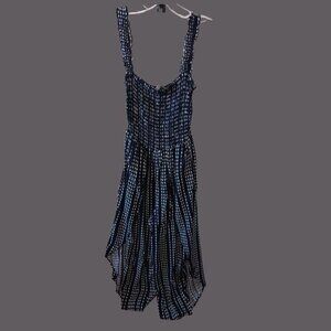 J For Justify Jumpsuit Navy Blue & White Striped  Large